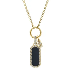 0.13CT DIAMOND & 0.60CT BLACK ONYX DOG TAG NECKLACE