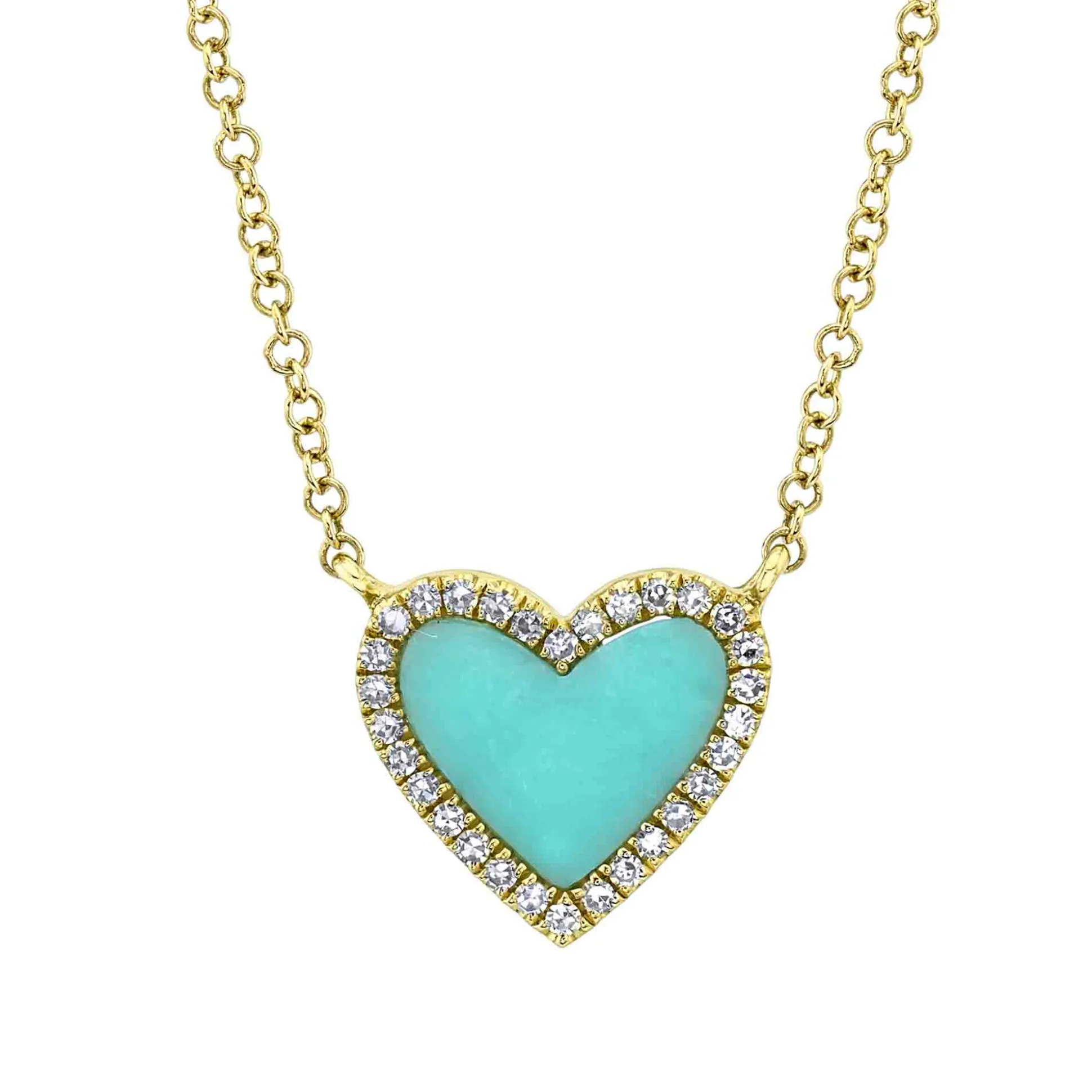 0.09CT DIAMOND & 0.55CT COMPOSITE TURQUOISE HEART NECKLACE