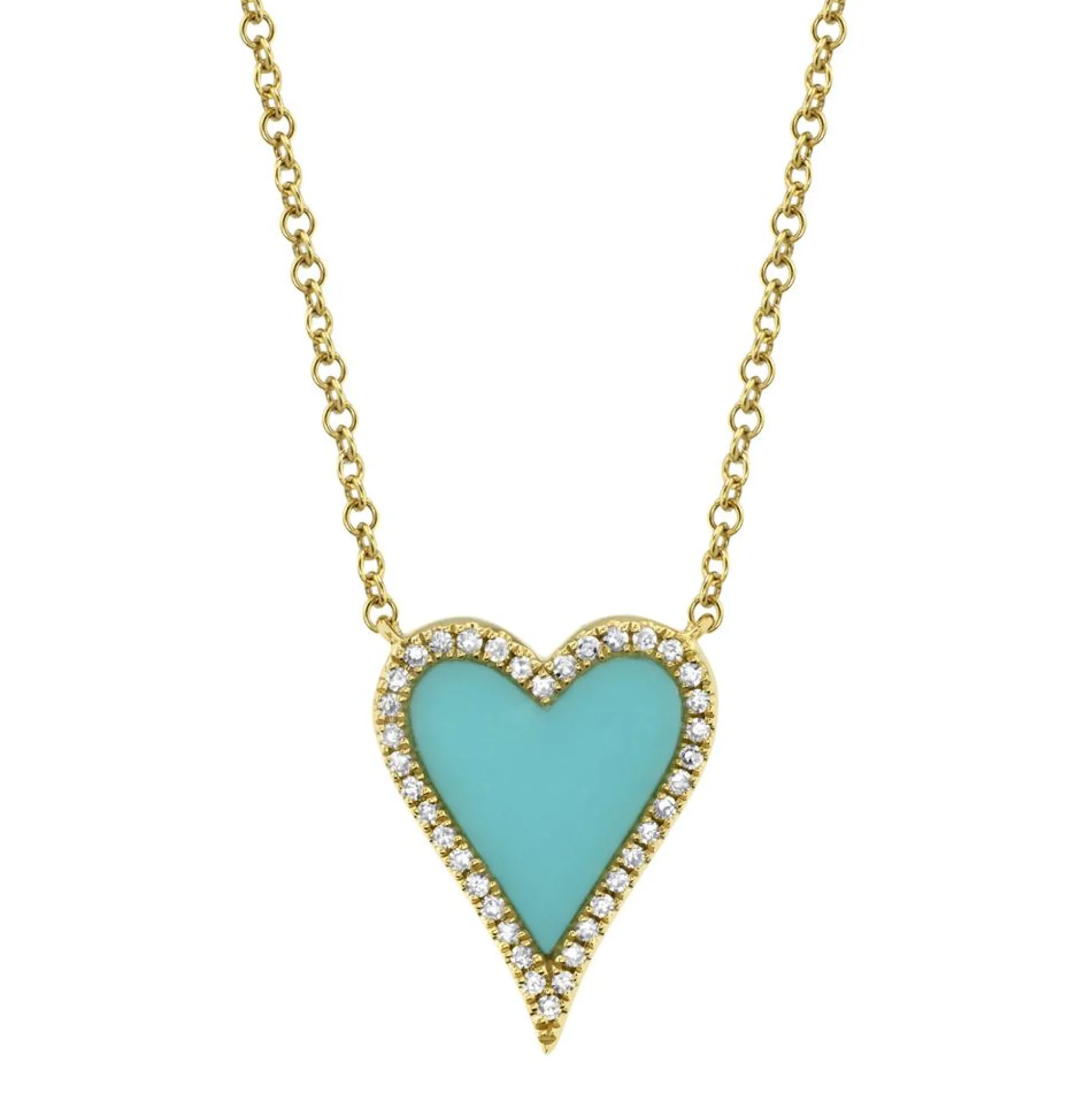 0.09CT DIAMOND & 0.69CT COMPOSITE TURQUOISE HEART NECKLACE