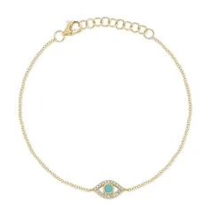 0.06CT DIAMOND & 0.07CT COMPOSITE TURQUOISE EYE BRACELET