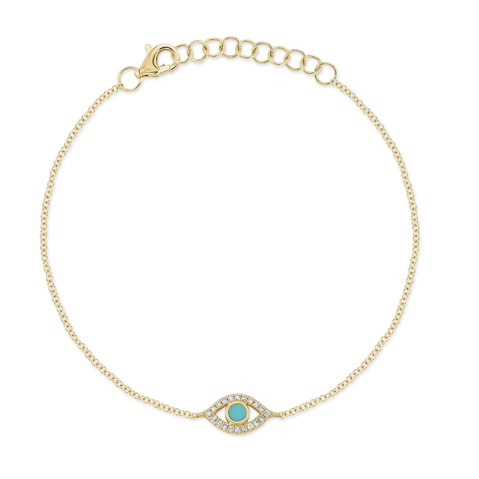 0.06CT DIAMOND & 0.07CT COMPOSITE TURQUOISE EYE BRACELET
