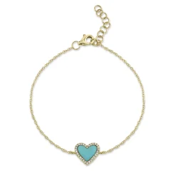 0.09CT DIAMOND & 0.60CT COMPOSITE TURQUOISE HEART BRACELET