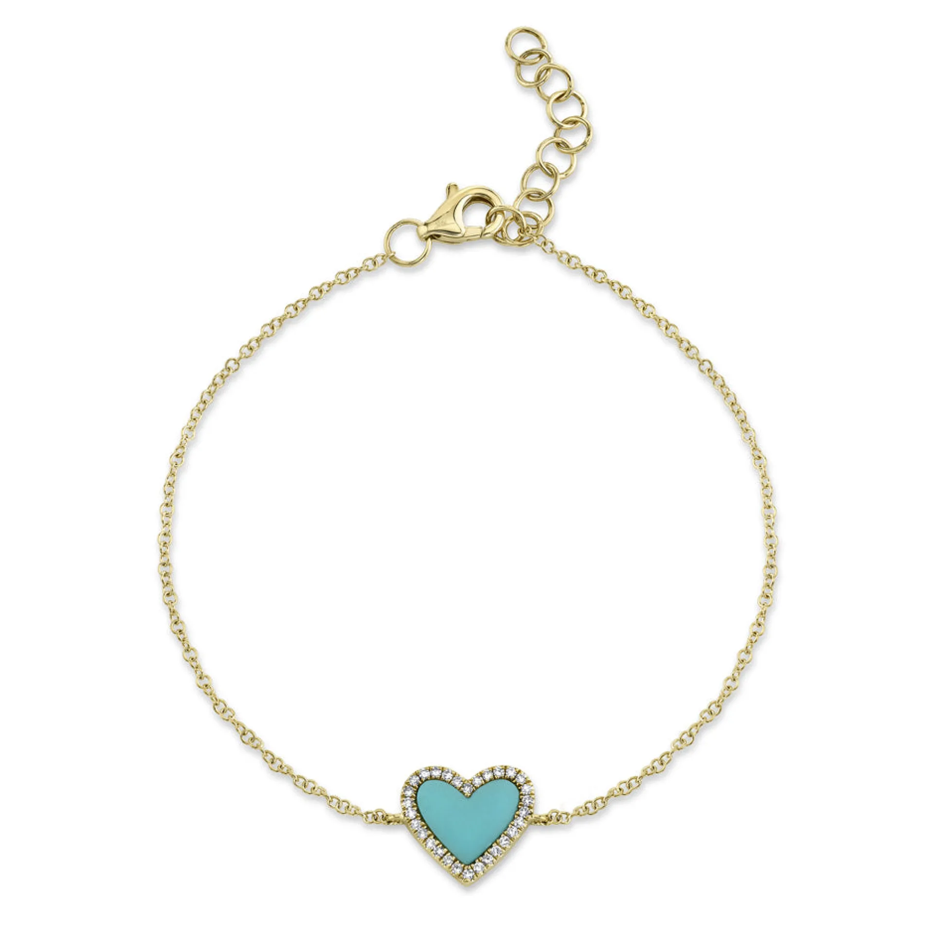 0.09CT DIAMOND & 0.60CT COMPOSITE TURQUOISE HEART BRACELET