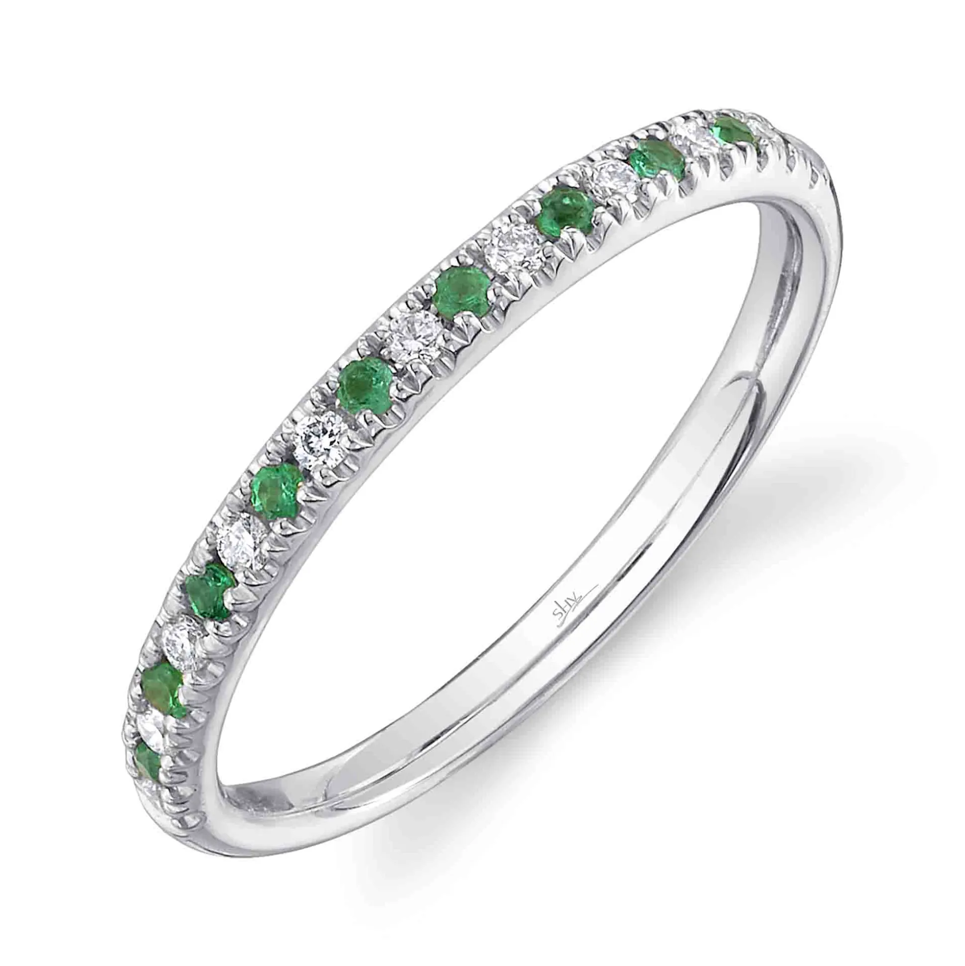 0.10CT DIAMOND & 0.10CT EMERALD BAND