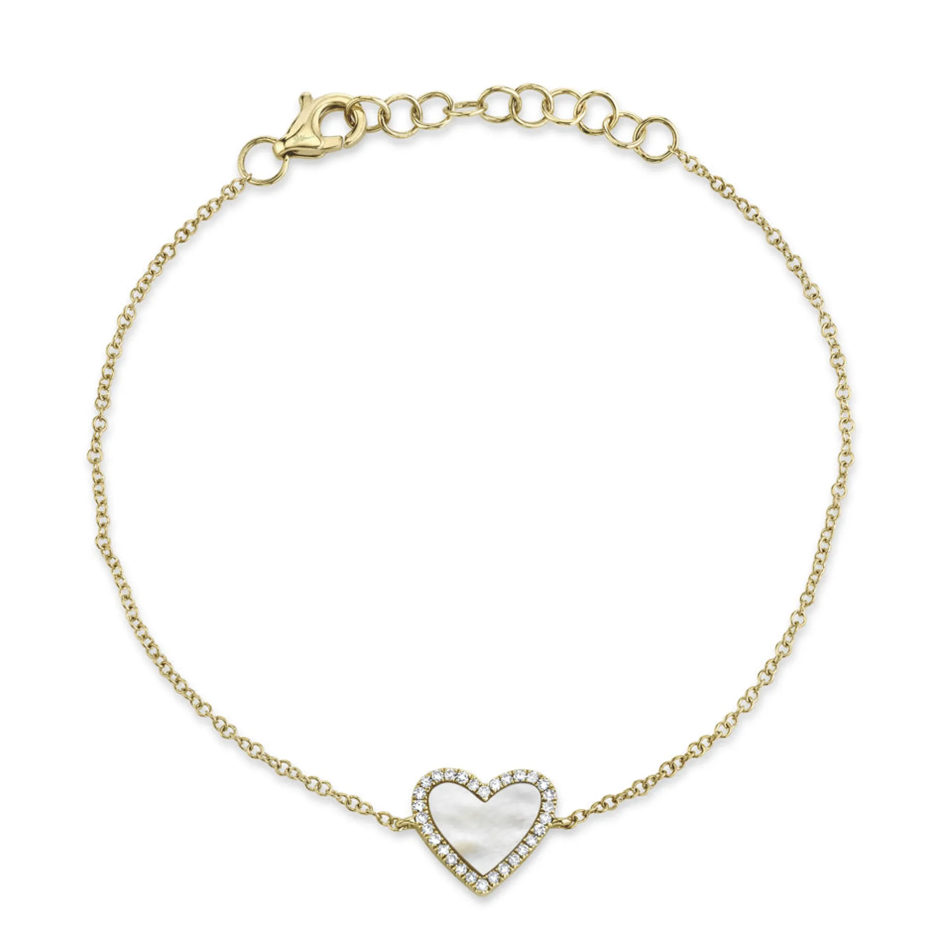 0.09CT DIAMOND & 0.56CT MOTHER OF PEARL HEART BRACELET