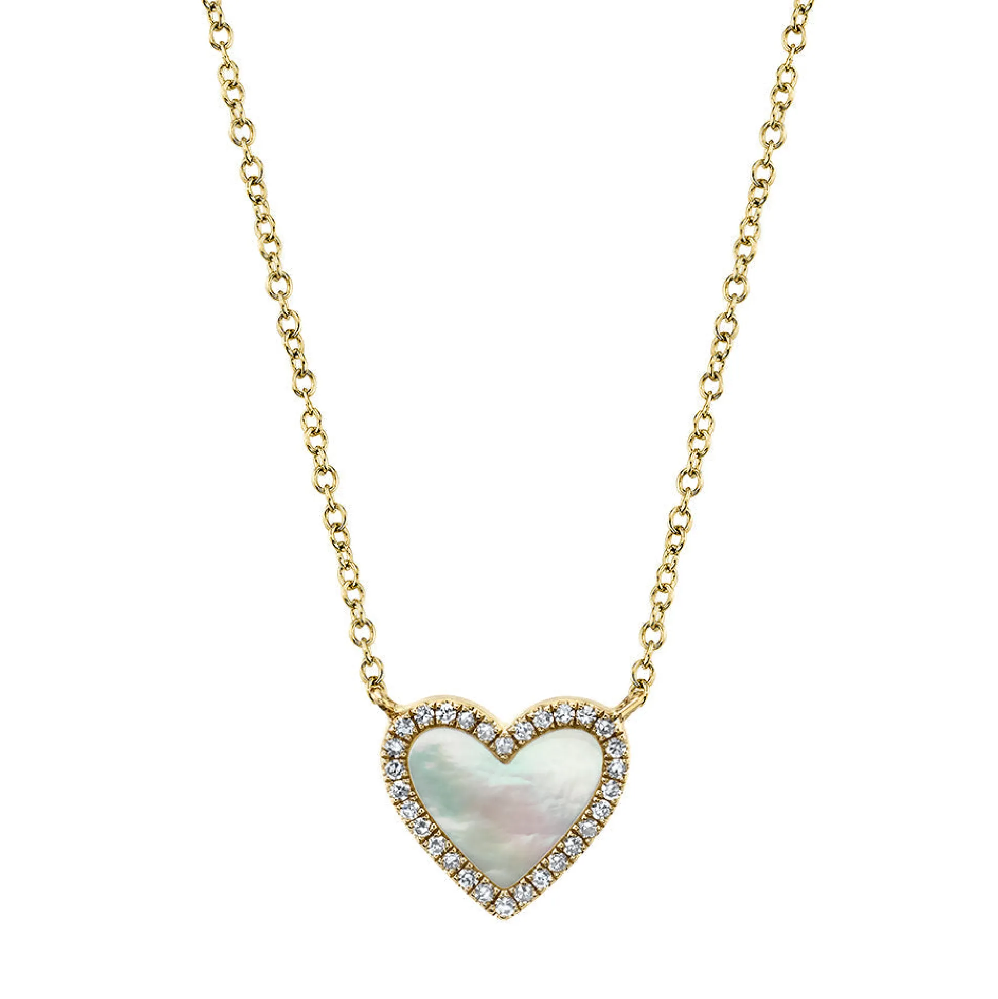 0.09CT DIAMOND & 0.56CT MOTHER OF PEARL HEART NECKLACE