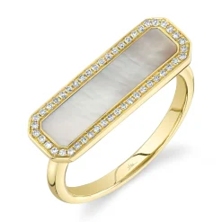 0.11CT DIAMOND & 1.05CT MOTHER OF PEARL BAR RING
