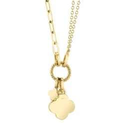 0.12CT DIAMOND & 0.54CT MOTHER OF PEARL CLOVER PAPER CLIP LINK NECKLACE