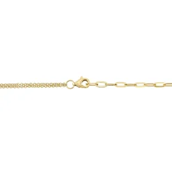 0.13CT DIAMOND & 0.41CT MOTHER OF PEARL HEART PAPER CLIP LINK NECKLACE