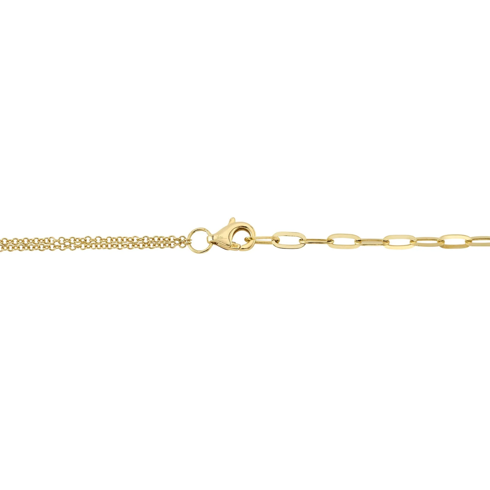 0.13CT DIAMOND & 0.41CT MOTHER OF PEARL HEART PAPER CLIP LINK NECKLACE