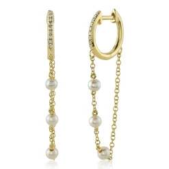 0.05CT DIAMOND & CULTURED PEARL HUGGIE EARRING