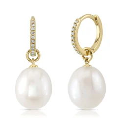 0.06CT DIAMOND & CULTURED PEARL EARRING
