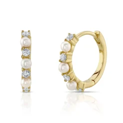 0.14CT DIAMOND & CULTURED PEARL HUGGIE EARRING