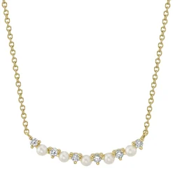0.12CT DIAMOND & CULTURED PEARL NECKLACE