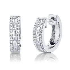 0.34CT DIAMOND BAGUETTE HUGGIE EARRING