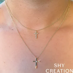 0.08CT DIAMOND BEZEL CROSS NECKLACE
