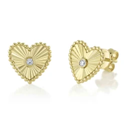 0.04CT DIAMOND BEZEL HEART STUD EARRING