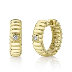 0.05CT DIAMOND BEZEL HOOP EARRING