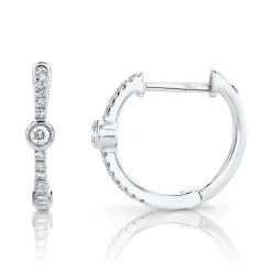 0.13CT DIAMOND BEZEL HOOP EARRING