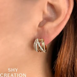0.83CT DIAMOND BRIDGE HOOP EARRING