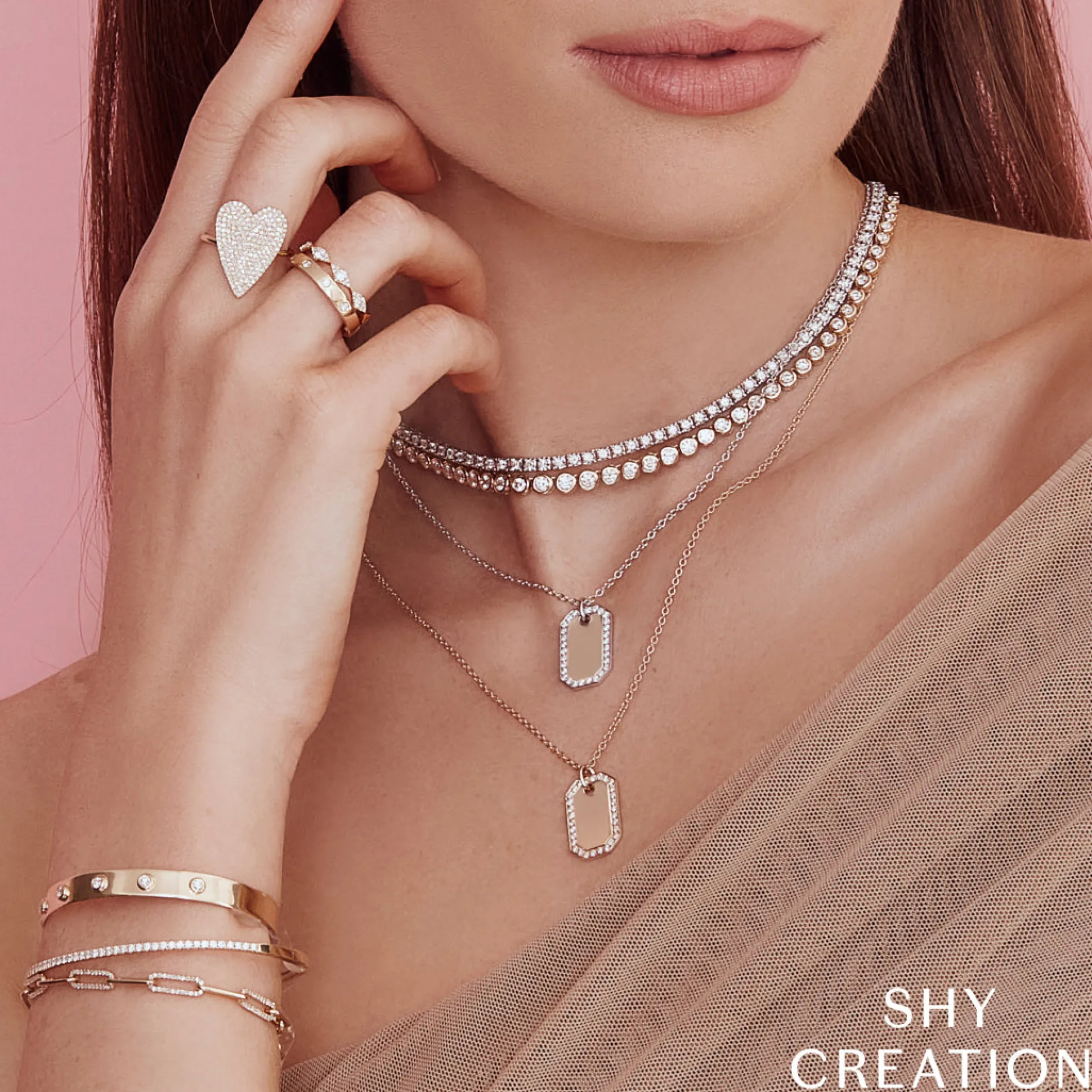 0.40CT DIAMOND DOG TAG NECKLACE