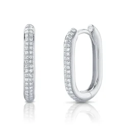 0.18CT DIAMOND OBLONG HOOP EARRING