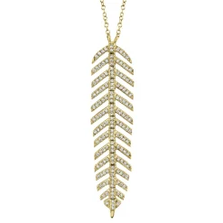 0.29CT DIAMOND 'Phoenix' FEATHER Pendant NECKLACE