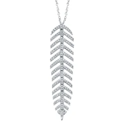 0.29CT DIAMOND 'Phoenix' FEATHER Pendant NECKLACE