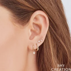0.04CT DIAMOND STAR HUGGIE EARRING