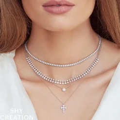 0.20CT-CTR(ROUND) 0.05CT-SIDE DIAMOND NECKLACE